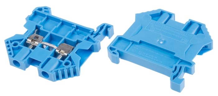 Bloc de jonction rail DIN RS PRO, 4mm², A visser, Bleu