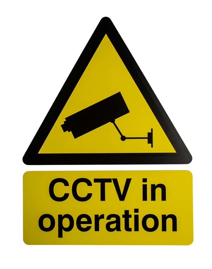 Panneau VIDEOSURVEILLANCE RS PRO en PP Blanc, texte en Anglais, 300 mm x 400mm