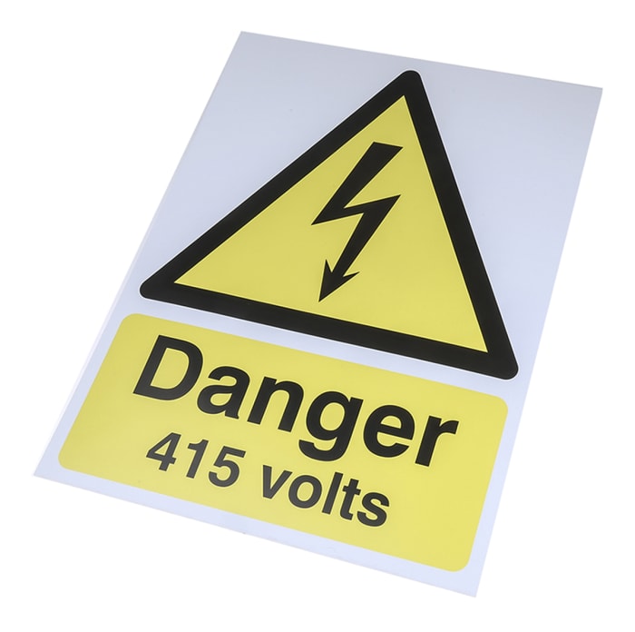 Panneau de sol pliable RS PRO avec pictogramme : Risque électrique " Danger 415 Volts "