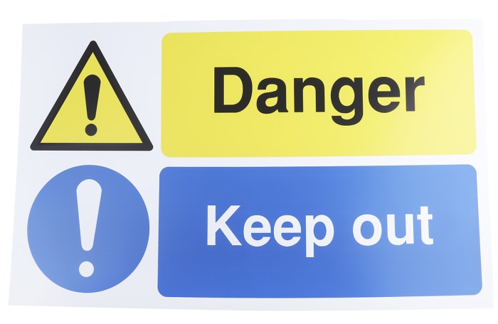 Yasak İşareti, 500 x 300mm, PP Sert Plastik, Tehlike, Metin Dili: İngilizce " Danger Keep Out "