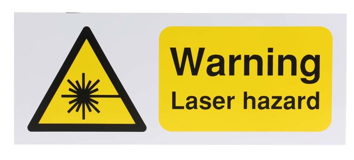 Tehlike Uyarı İşareti, 250 x 100mm Vinil, Lazer Radyasyon Tehlikesi, Metin Dili: İngilizce