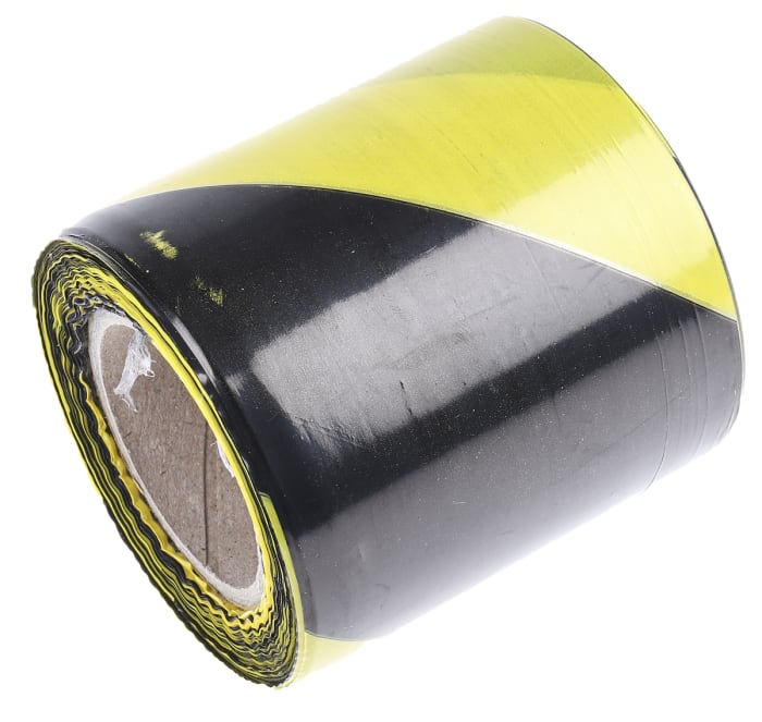 RS PRO Black/Yellow LDPE 100m Barrier Tape, 0.05mm Thickness