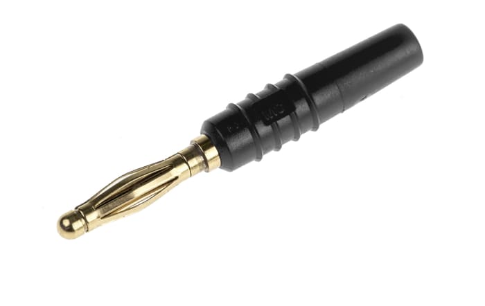 Staubli Black Male Banana Plug, 2mm Connector, Solder Termination, 10A, 30 V, 60V dc, Gold Plating