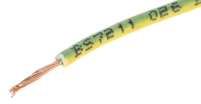 RS PRO Green/Yellow 0.75mm² Hook Up Wire, 18 AWG, 24/0.2 mm, 100m, Zero Halogen Insulation