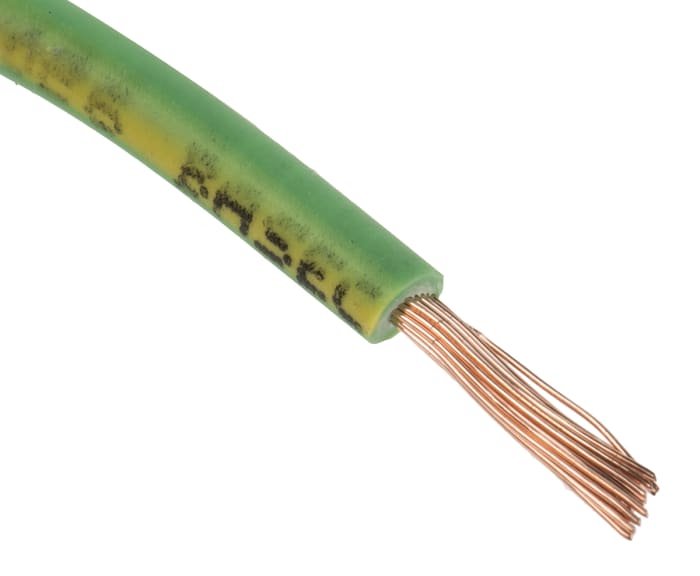 RS PRO Green/Yellow 1.5mm² Hook Up Wire, 15 AWG, 30/0.25 mm, 100m, Zero Halogen Insulation