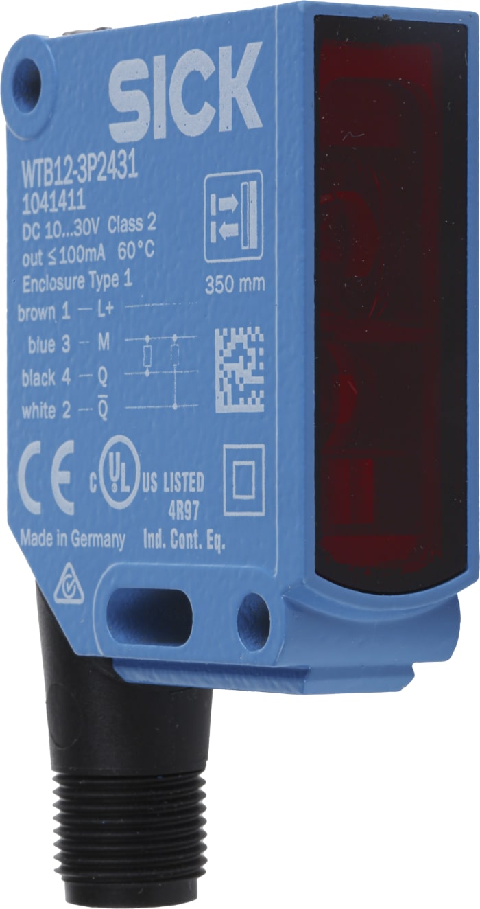 SICK Background Suppression Photoelectric Sensor, Block Sensor, 20 mm → 350 mm Detection Range