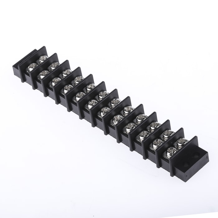 Clema RS PRO de 12 vías, para cable de 12 AWG, 20A, 750 V, Tornillo, de color Negro