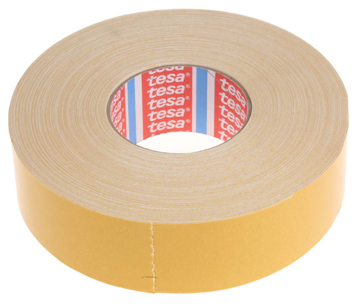 4964 50mx50mm Tesa, Tesa 4964 White Double Sided Cloth Tape, 0.39mm Thick,  7.5 N/cm, Cloth Backing, 50mm x 50m, 763-9024