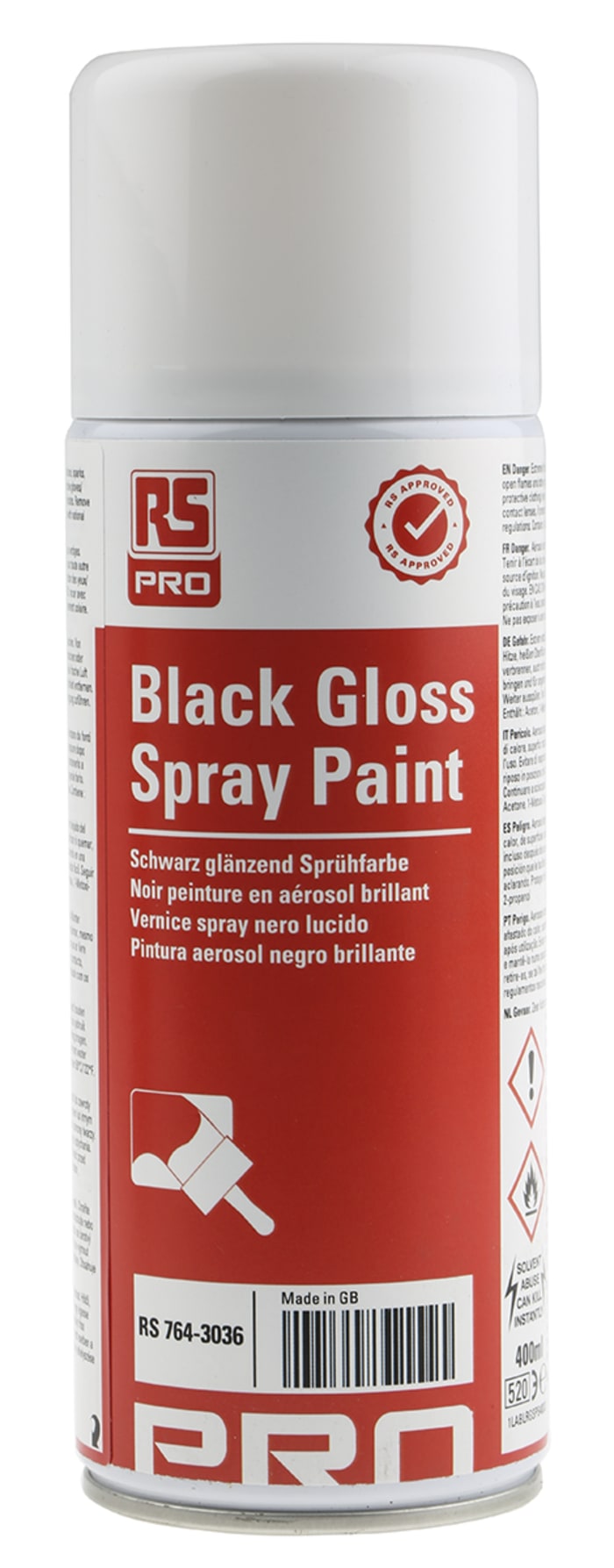 RS PRO 400ml Black Gloss Spray Paint