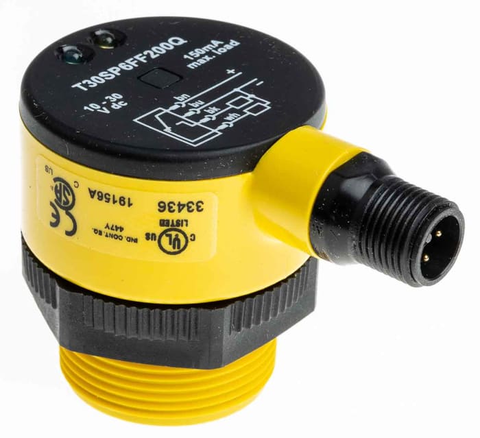 Banner Diffuse Photoelectric Sensor, Barrel Sensor, 200 mm Detection Range