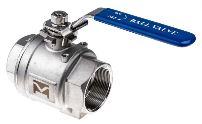 RS PRO Stainless Steel Full Bore, 2 Way, Ball Valve, Threaded, BSPP 2in