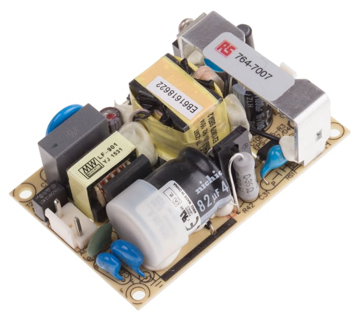 MEAN WELL Switching Power Supply, EPS-35-5, 5V dc, 6A, 30W, 1 Output, 120 → 370 V dc, 85 → 264 V ac Input