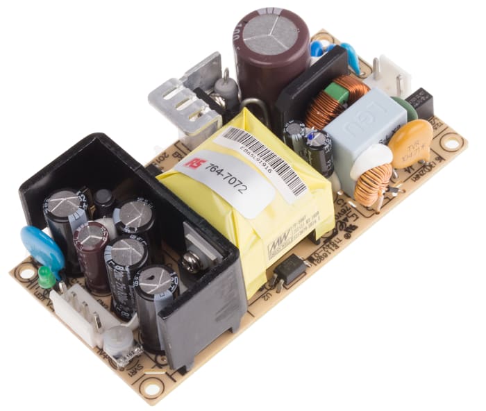 MEAN WELL Switching Power Supply, EPS-65-12, 12V dc, 5.42A, 65W, 1 Output, 127 → 370 V dc, 90 → 264 V ac