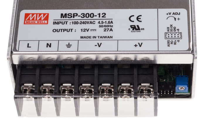 MEAN WELL Switching Power Supply, MSP-300-12, 12V dc, 27A, 324W, 1 Output,  120 → 370 V dc, 85 → 264 V ac