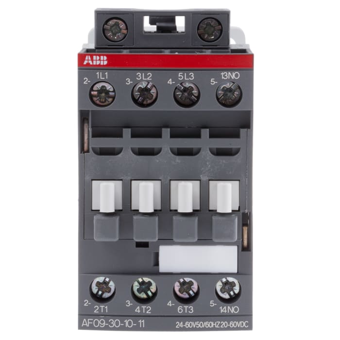 ABB AF09-30-10-11 AF Contactor, 24 V ac/dc Coil, 3-Pole, 25 A, 4 kW, 3NO, 690 V ac