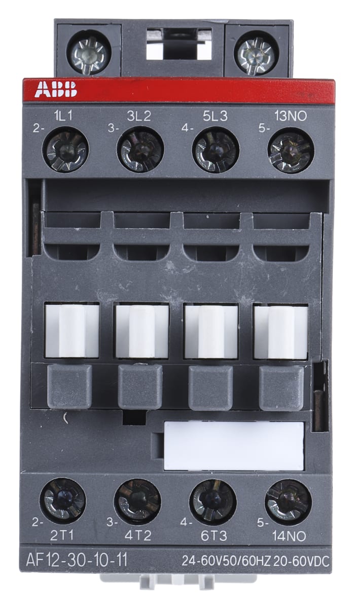 ABB AF12-30-10-11 AF Contactor, 24 V ac/dc Coil, 3-Pole, 28 A, 5.5 kW, 3NO, 690 V ac