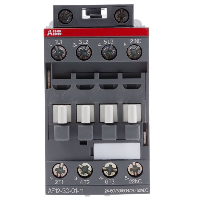 ABB AF12-30-01-11 AF Contactor, 24 V ac/dc Coil, 3-Pole, 28 A, 5.5 kW, 3NO, 690 V ac