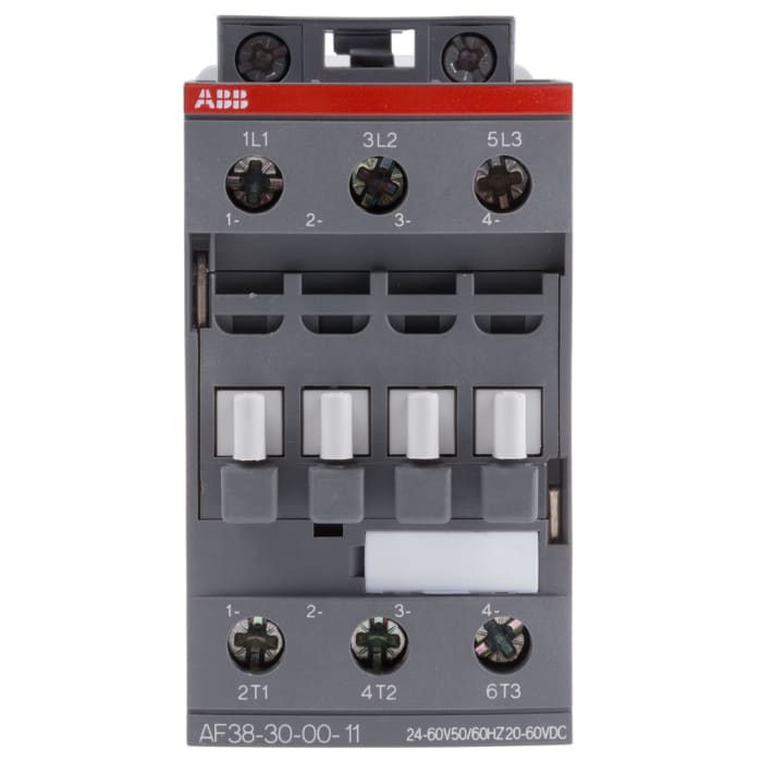 ABB AF38-30-00-11 AF Contactor, 24 V ac/dc Coil, 3-Pole, 50 A, 18.5 kW, 3NO, 690 V ac