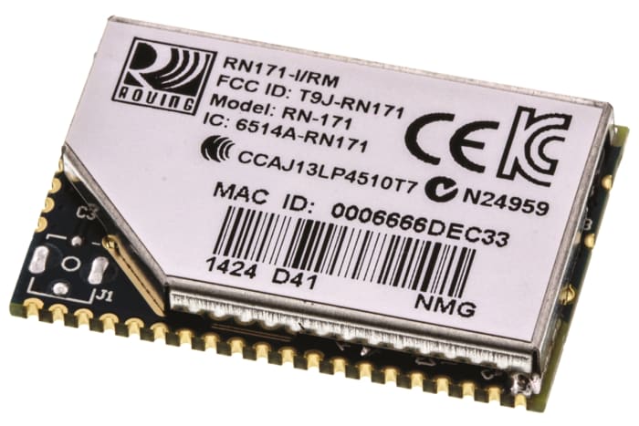 Microchip RN171-I/RM 3 to 3.7V WiFi Module, IEEE 802.11 GPIO, SPI, UART