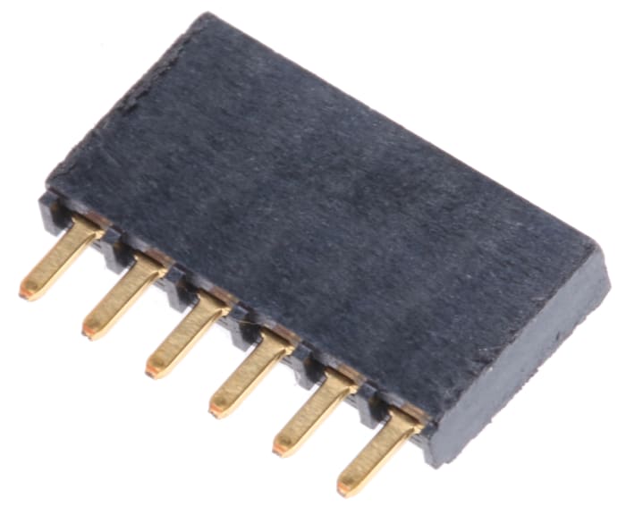 Samtec SSW Series Straight Through Hole Mount PCB Socket, 6-Contact, 1-Row, 2.54mm Pitch, Solder Termination