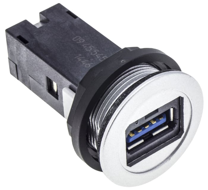 Harting Straight, Panel Mount, Socket- Single Port Type A 3.0 USB Connector