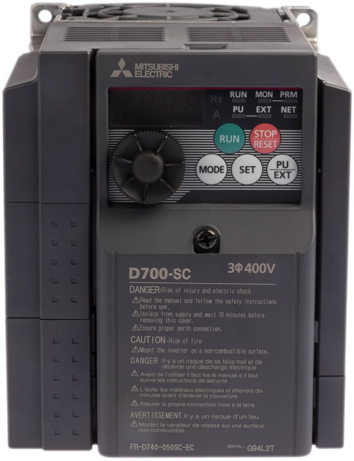 Mitsubishi Inverter Drive, 2.2 kW, 3 Phase, 400 V ac, 5 A, FR-D740 Series