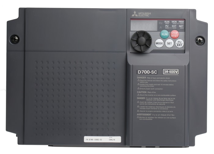 Mitsubishi Inverter Drive, 5.5 kW, 3 Phase, 400 V ac, 12 A, FR-D740 Series