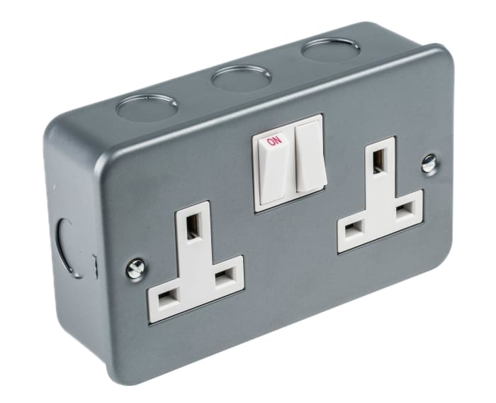 RS PRO | RS PRO Grey 2 Gang Plug Socket, 1 Pole Poles, 13A, Type G ...