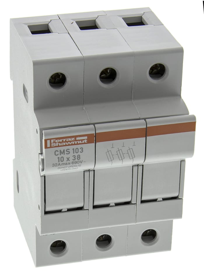 Porte-fusible monté sur rail Mersen taille 10.3 x 38.1mm 32A 690V c.a. / V c.c.