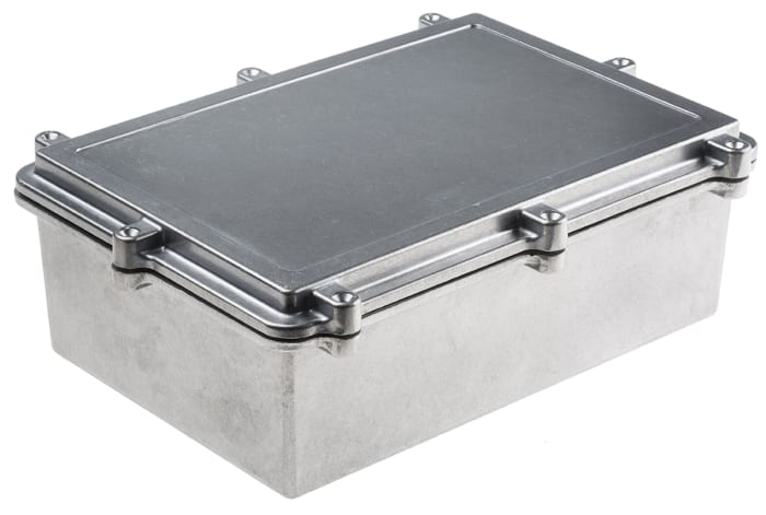 RS PRO Silver Die Cast Aluminium Enclosure, IP67, Silver Lid, 262 x 182 x 90mm