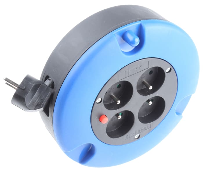 RS PRO 5m 4 Socket Type E - French Cable Reel Cassette Reel, 230 V ac