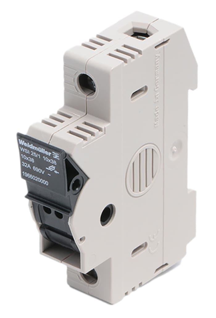 Bloc de jonction rail DIN à fusible Weidmuller W, 10mm², A visser, Beige