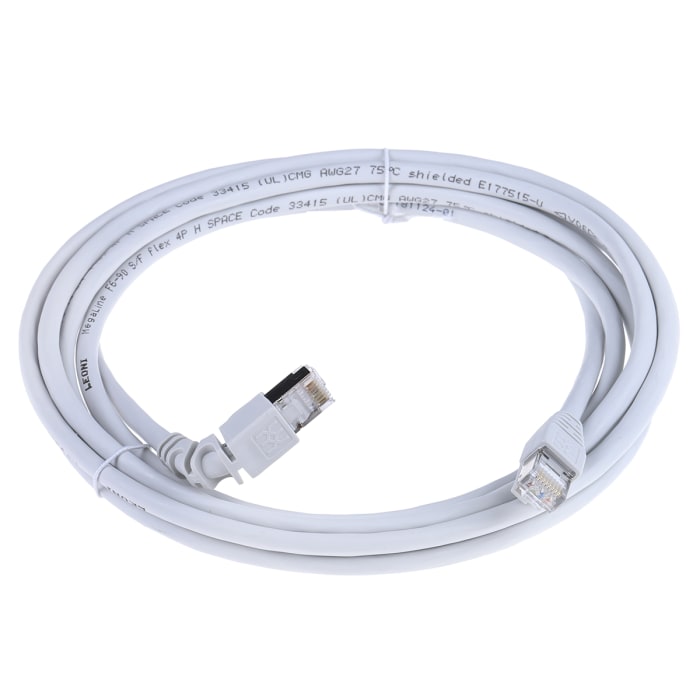 1248280030 Weidmuller, Weidmuller Cat6 Right Angle Male RJ45 to Straight  Male RJ45 Ethernet Cable, S/FTP, Grey LSZH Sheath, 3m, 768-5588