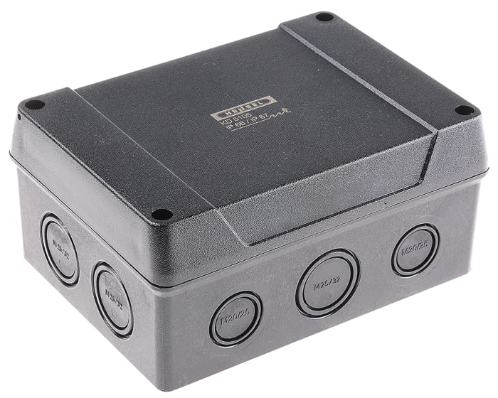 HENSEL DK Series Black Thermoplastic Junction Box, 5 Terminals, 125 x 167 x 82mm