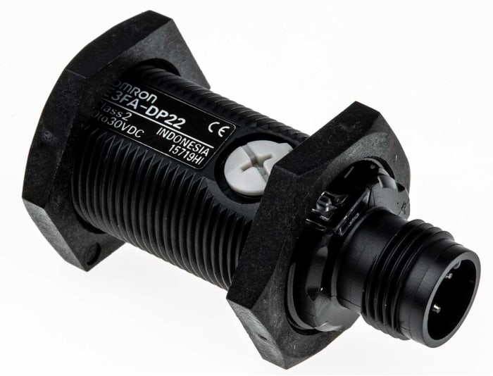 Fotocélula de cuerpo cilíndrico Omron, Sistema Difuso, alcance 300 mm, salida PNP, Conector de M12 4 clavijas, IP67,