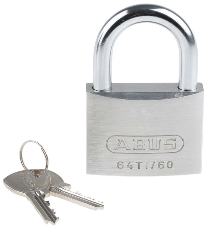 ABUS 64TI Key Weatherproof Titanium Weatherproof Padlock, 9.5mm Shackle, 60mm Body
