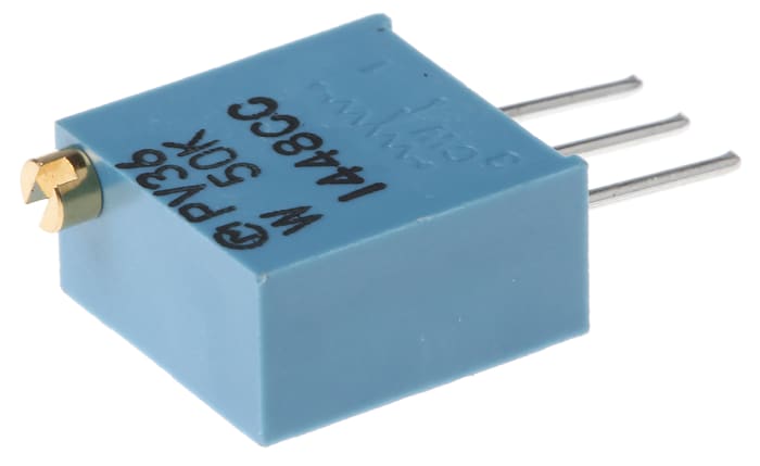 Bourns Trimpot (Trimmer Potansiyometre) 50kΩ, 25 Dönüşlü, Üstten Ayarlı, 0,5W, ±100ppm/°C, Lehimlenebilir, PV36W Serisi