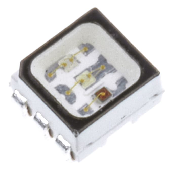 LED 6 pinová 3 LED barva Zelená, červená 470 / 530 / 622 nm 1,6 cd 2,1 V, 3,2 V 120° Broadcom PLCC 6