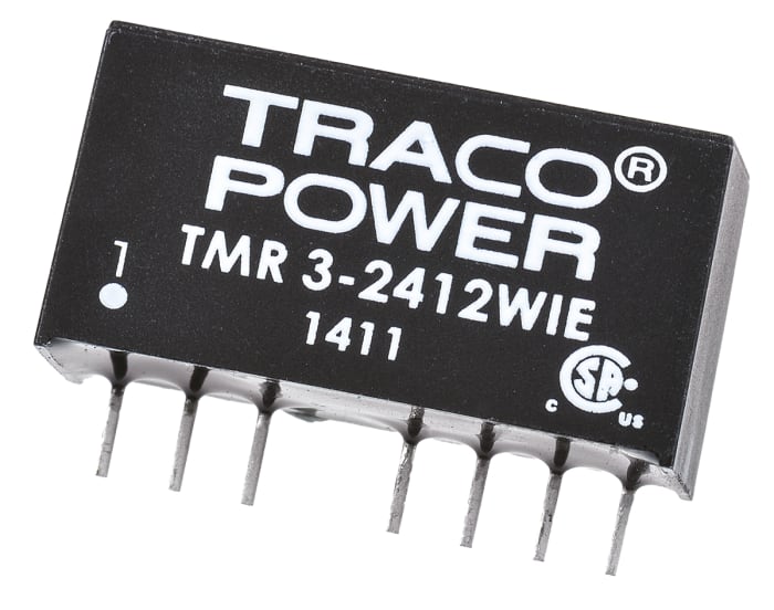 DC-DC převodník 3W, výstup: 12V dc 250mA 1.5kV dc, Vin 9 → 36 V DC