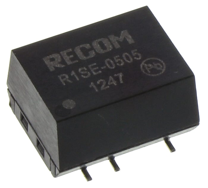 Recom R1SE DC-DC Converter, 5V dc/ 200mA Output, 4.5 → 5.5 V dc Input, 1W, Surface Mount, +85°C Max Temp -40°C