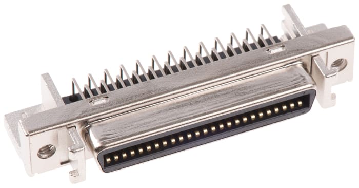 3M 102 Series, Female 50 Pin Right Angle Through Hole PCB D-sub Connector 1.27mm Pitch