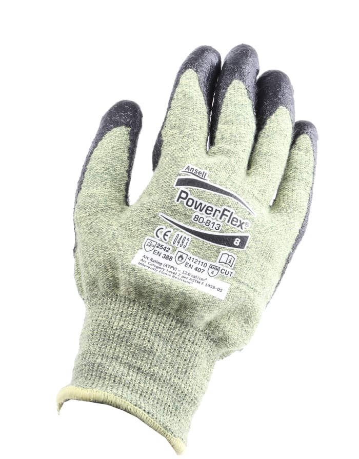 80813/08 Ansell Ansell Hynit Green Kevlar Heat Resistant Work Gloves, Size 8, Medium