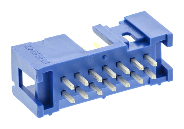 Amphenol ICC Quickie Series Straight Through Hole PCB Header, 14 Contact(s), 2.54mm Pitch, 2 Row(s), Shrouded