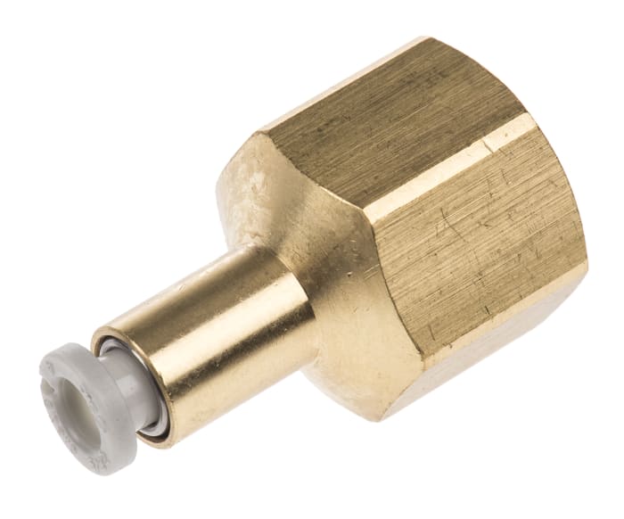 SMC KQ2 Series Straight Threaded Adaptor, Rc 1/4 Female to Push In 4 mm, Threaded-to-Tube Connection Style