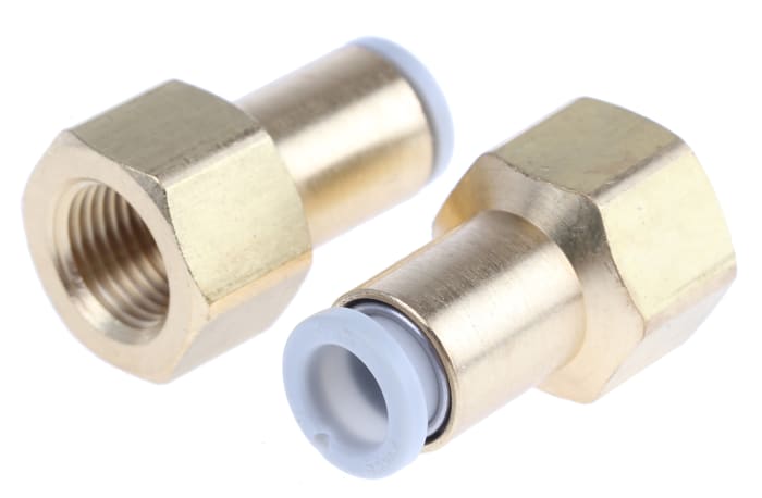 SMC KQ2 Series Straight Threaded Adaptor, Rc 1/8 Female to Push In 6 mm, Threaded-to-Tube Connection Style
