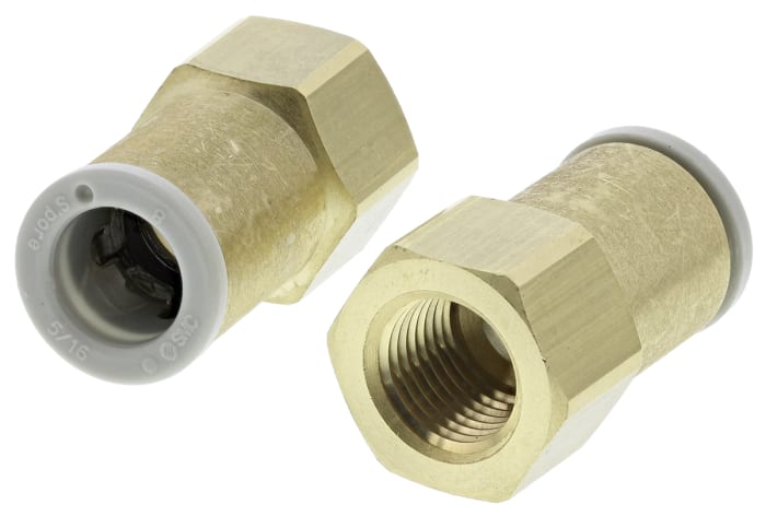 SMC KQ2 Series Straight Threaded Adaptor, Rc 1/8 Female to Push In 8 mm, Threaded-to-Tube Connection Style