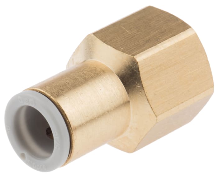 SMC KQ2 Series Straight Threaded Adaptor, Rc 1/4 Female to Push In 8 mm, Threaded-to-Tube Connection Style