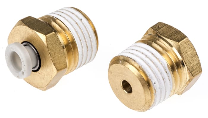 SMC KQ2 Series Straight Threaded Adaptor, R 1/4 Male to Push In 4 mm, Threaded-to-Tube Connection Style