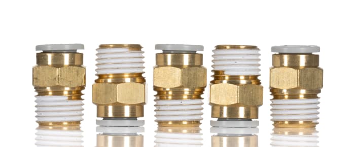 SMC KQ2 Series Straight Threaded Adaptor, R 1/4 Male to Push In 8 mm, Threaded-to-Tube Connection Style