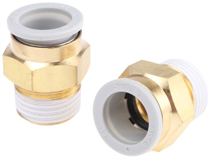Racor neumático SMC KQ2, Adaptador de rosca a tubo de paso, con. A Encaje a presión, 16 mm, con. B Encaje a presión, 16